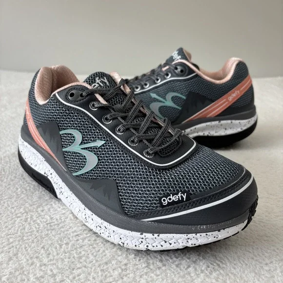 G-DEFY Womens 'Mighty Walk' Shoes Size 10.5 Gray/Pink Sneakers Comfort EUC - Picture 1 of 14